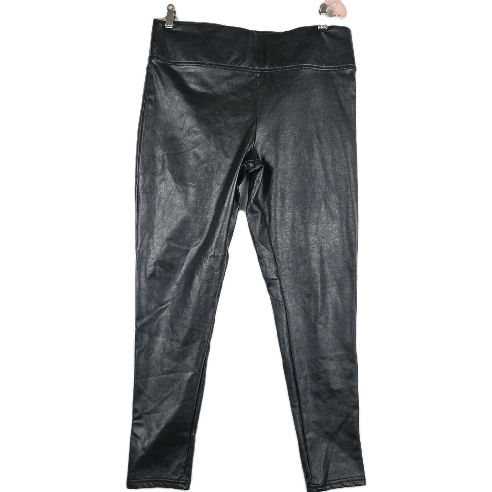 Vince Camuto Womens Black Faux Leather High Rise Skinny Leggings Size L RN 51323